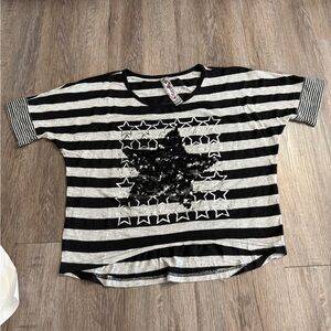 Striped sequin star tee